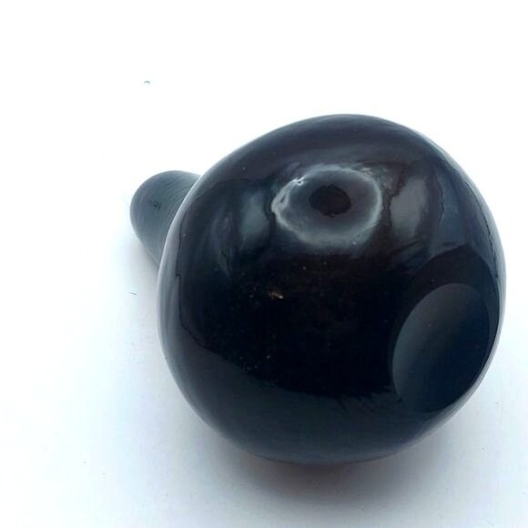 Studio Handblown Dark Purple Amethyst 8" Glass Gourd Fruit Vegetable Clear Stem - Picture 3 of 5